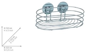 WENKO 18775100 - Poliță rotundă TURBO-LOC din oțel, 23,5 x 13,5 cm, crom lucios