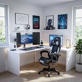 Scaun de gaming din stofa cu spatar rabatabil OFF 295 negru