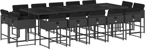vidaXL Set mobilier de grădină cu perne, 15 piese, negru, poliratan