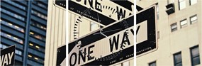 Tablou - New York ONE WAY (cu ceas) (90x30 cm)