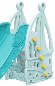 Tobogan Pentru Copii NOVOKIDS™ Nala Castle , Pentru Interior si Exterior, 185 centimetri panta alunecare, Maxim 40 Kg, Model Castel , Albastru