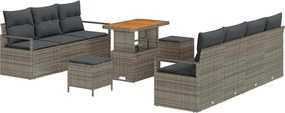 vidaXL Set de canapele pentru grădină cu pernă cu pernă 10 pcs Gri