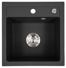 Chiuvetă pătrată Nia din granit, cu o singură cuvă, neagră