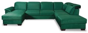 Coltar U Extensibil Cu Lada Dax, Dreapta, Tetiere Reglabile, Verde, 375 Cm