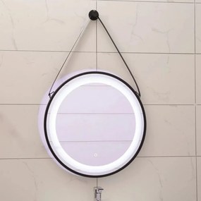 Oglinda cu iluminare LED Inter Ceramic 60 cm rotunda cu rama neagra