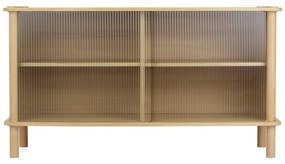 Vitrină în culoare naturală din lemn de stejar cu ușă glisantă 135x73,5x48 cm Italic – UMAGE