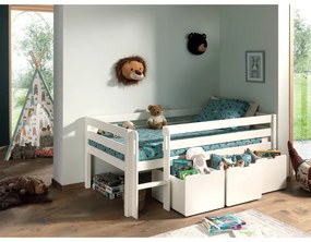 Pat înalt pentru copii Vipack Pino, 90 x 200 cm, alb