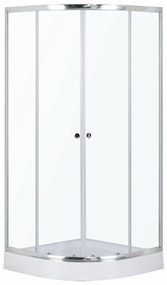 Cabină de duș curbată Leo 80 cromată cu cădiță de duș