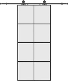 vidaXL Ușă glisantă cu set de feronerie neagră 90x205 cm Sticlă ESG