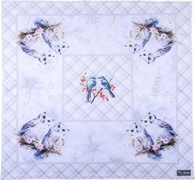 decoDoma Faţă de masă centrală PĂSĂRI DE IARNĂ 85 x 85 cm