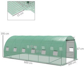 Seră politunel Outsunny 6 x 3(m) cu sistem de stropitoare | Aosom Romania