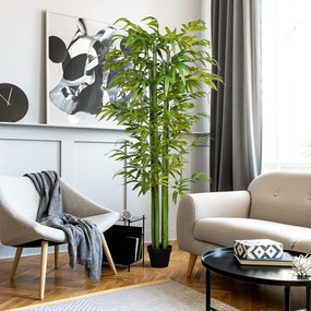 HOMCOM Plantă Artificială de Bambus, 180 cm, Realistă, cu Ghiveci Decorativ pentru Living și Dormitor, Verde | Aosom Romania