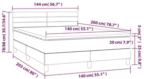 Pat box spring cu saltea, gri inchis, 140x200 cm, textil Morke gra, 140 x 200 cm, Benzi orizontale