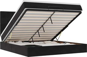 vidaXL Cadru de pat otoman cu saltele, catifea neagră 180x200cm