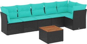 vidaXL Set canapele de grădină cu perne, 7 piese, negru, poliratan