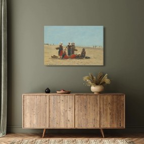 Tablou - Eugène Boudin, Women on the Beach at Berck, reproducere (90x60 cm)