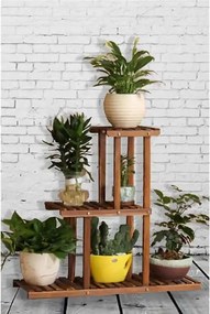 Stand etajera flori, Homs Garden 10, 85x85x25, lemn natur