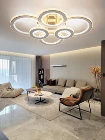 Lustra LED Cu Telecomanda, 3 Tipuri De Lumina Plus Lumina RGB, Intensitate Reglabila, 318W, Auriu