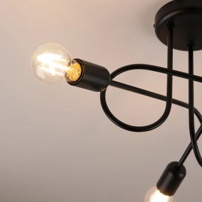 Lustră pe tijă Sollux SL.1434 LOOP 3xE27/15W/230V negru