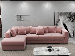 Colțar extensibil dumonde cu ladă de depozitare si sezut confortabil din spuma high-density, Gloria Royal Pink 320x183 cm