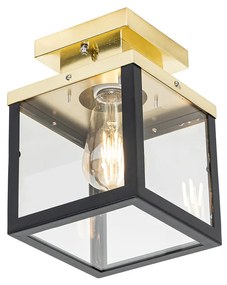 Plafoniera industriala pentru exterior neagra cu auriu - Rotterdam