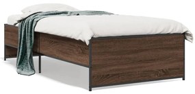 845245 vidaXL Cadru de pat, stejar maro, 90x200 cm, lemn prelucrat și metal