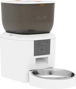 PawHut Distribuitor Automat de Hrană pentru Pisici și Câini 4L, WiFi 2,4G, Control din Aplicație cu Cameră, Bol, Alb | Aosom Romania