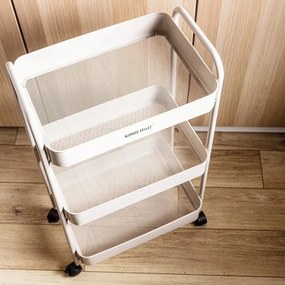 Raft mobil Kinghoff KH 1943, 3 niveluri, 4 roți pivotante 360 grade, bej