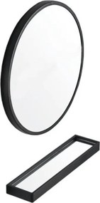 Oglinda neagra rotunda cu raft BREDO Ø 60 cm
