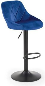 Scaun bar H101, albastru/negru, stofa catifelata/metal, 47x45x84/106 c