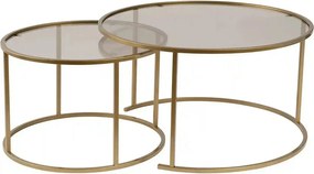 Set 2 masute cafea AURUM, auriu, sticla/metal