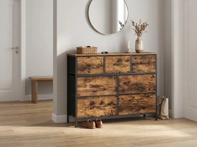 Comoda cu sertare textile TORVANI, rustic maro/negru