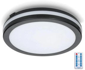 Plafonieră LED cu senzor pentru baie LED/18W/230V IP65 d. 30 cm negru + telecomandă