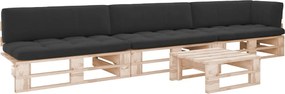 vidaXL Set mobilier paleți cu perne, 4 piese, lemn de pin tratat