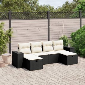 3264472 vidaXL Set mobilier de grădină cu perne, 6 piese, negru, poliratan