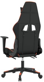 Scaun gaming masaj suport picioare, negru portocaliu, piele eco 1, Negru si portocaliu, Cu suport de picioare