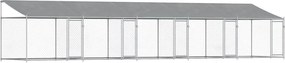 vidaXL Cușcă câini cu acoperiș și uși, gri, 10x2x2 m, oțel galvanizat