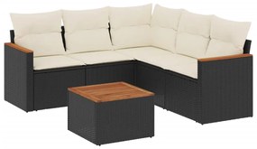 3225965 vidaXL Set mobilier de grădină cu perne, 6 piese, negru, poliratan