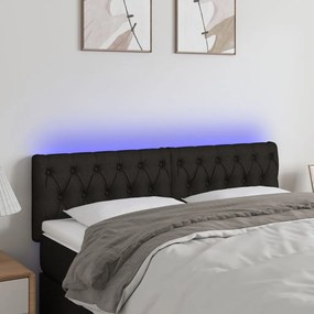 Tablie de pat cu LED, negru, 144x7x78 88 cm, textil 1, Negru, 144 x 7 x 78 88 cm