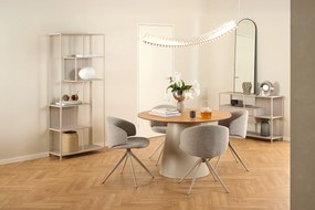 MAZZONI EXPORT NELA Bej Latte (material Monza 60)/picioare bej - SCAUN MODERN BOUCLÉ ROTATIV TAPIȚAT PENTRU SALON/LIVING/BIROU BOHO
