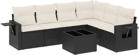 vidaXL Set canapele de grădină cu perne, 7 piese, negru, poliratan