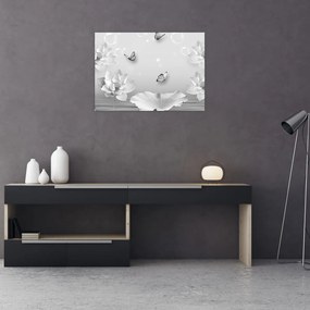 Tablou - Design flori și fluturi (70x50 cm)