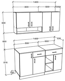 Set haaus Berna, Antracit/Alb, L 140 cm