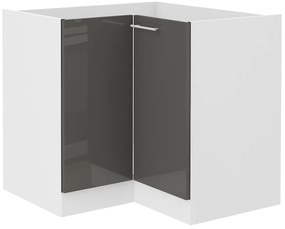 Dulap inferior de bucătărie, de colț Lavera 90 x 90 DN 2F BB (alb + gri lucios). 1032413