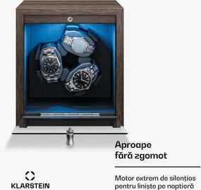Klarstein Brienz 3, cutie de întors ceasuri, 3 ceasuri, 4 moduri, aspect de lemn, lumină interioară albastră
