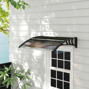 Outsunny Copertină Exterioară Impermeabilă și Anti-UV cu Placă Curbată, 75x120x23 cm, Maro și Negru | Aosom Romania