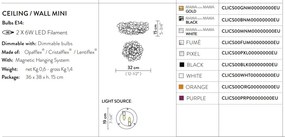 Aplica design unicat realizata manual Clizia Mini Fume, 32cm