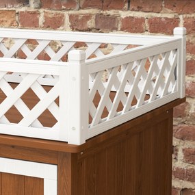 PawHut Casă pentru pisici, cu două nivele, cu balcon și scară, pentru interior și exterior, pentru pisici și iepuri, lemn de brad, Maro | Aosom Romania