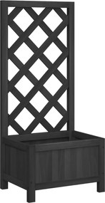 vidaXL Jardinieră cu spalier, negru, lemn masiv de brad