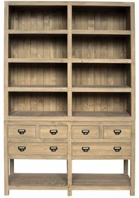 Biblioteca, natur, din lemn masiv, L150 cm, aspect rustic, Portland